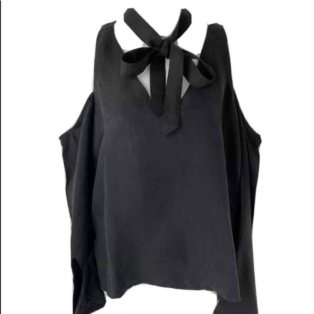 REVOLVE Black Cupro Cold Shoulder Blouse